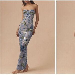 New Bronx and Banco Blue Sequin Strapless Dress